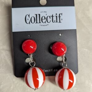 Retro candy shop red & white earrings - collectif